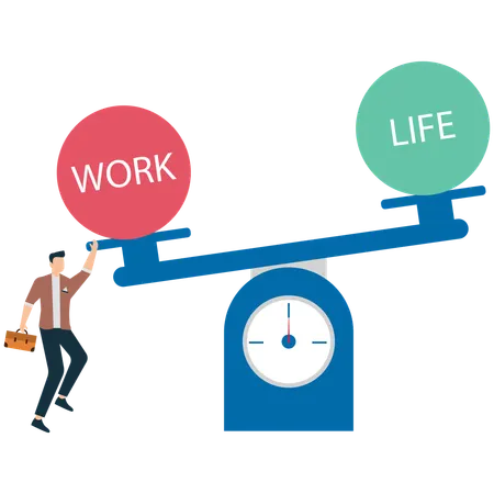 Businessman struggling with Unhealthy Work-Life Balance  Illustration