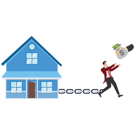 Businessman stuck with mortgage  Illustration