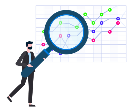 Businessman study analytics chart Illustration