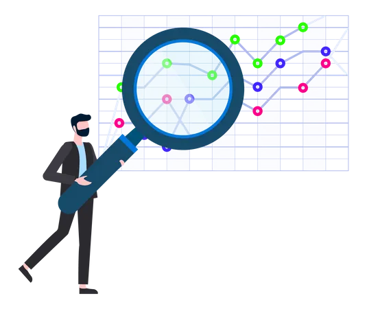 Businessman study analytics chart  Illustration