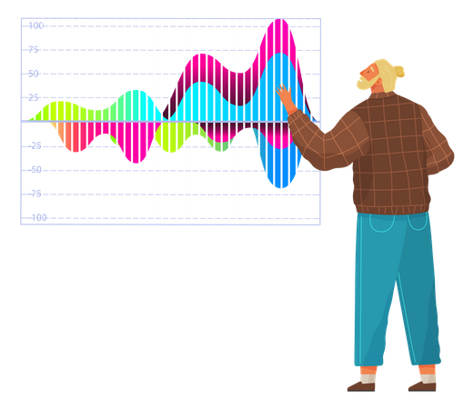 Businessman studying data analytics  Illustration