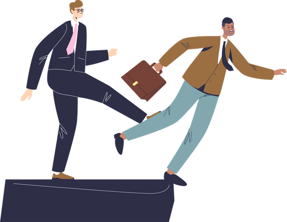 Businessman stumbling on partner foot  Illustration
