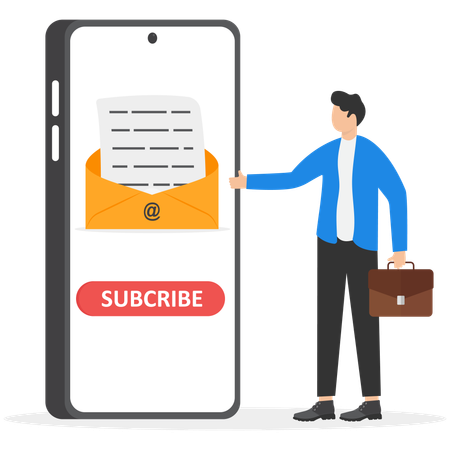 Businessman subscribing newsletter  Illustration