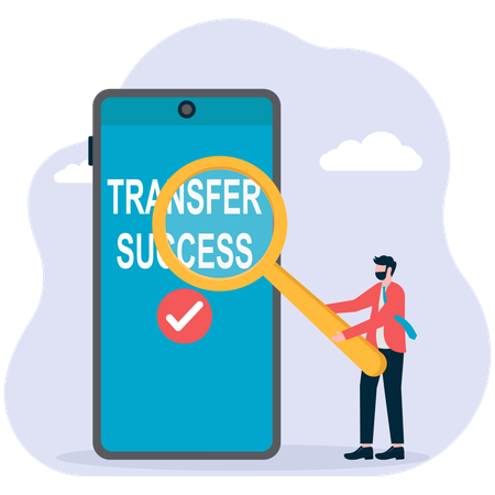 Businessman successfully transfer online money  Illustration