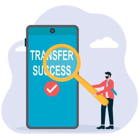 Businessman successfully transfer online money  Illustration