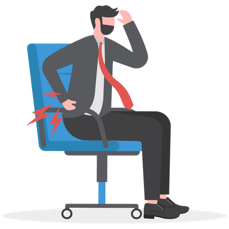 Businessman Suffering From Back Pain In Office  Illustration