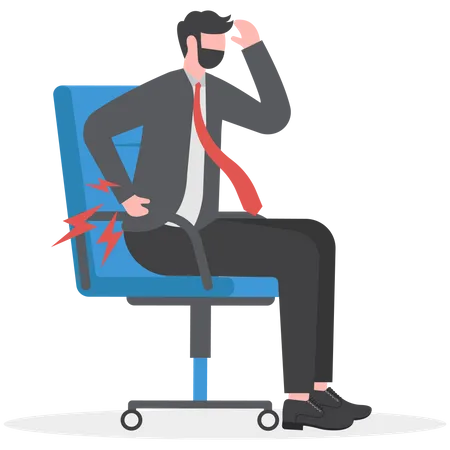 Businessman Suffering From Back Pain In The Office Illustration