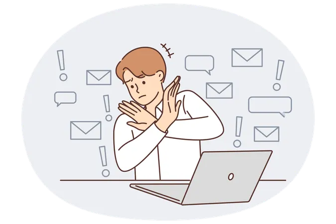 Businessman suffering from internet spam  Illustration