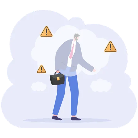 Businessman suffering in air pollution  Illustration