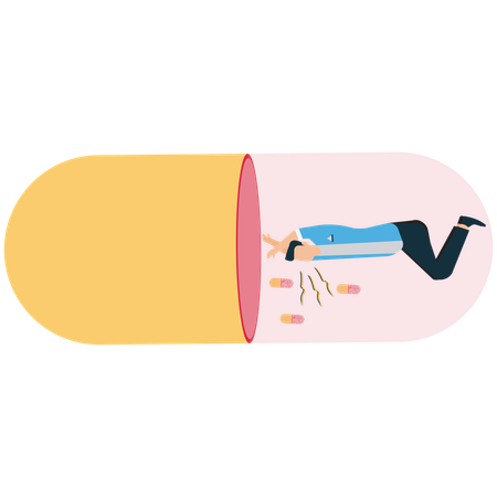 Businessman suffers from Drug Side Effects  Illustration