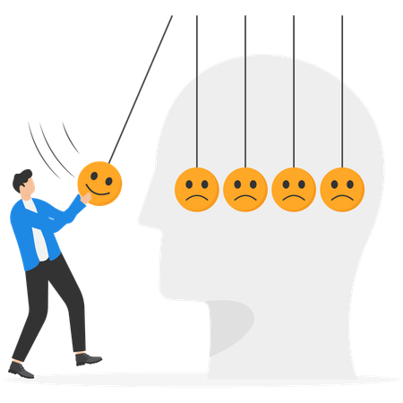 Businessman suffers from mood swings  Illustration