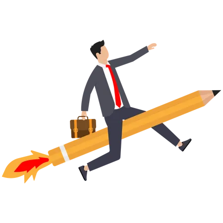 Businessman super fast speed is motivation to employees  Illustration