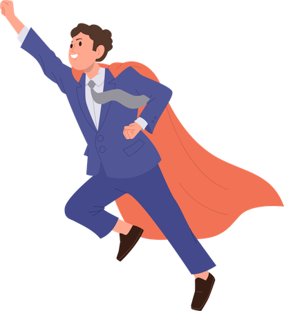 Businessman superhero flying to sky  Illustration