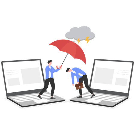 Businessman supporting business employee  Illustration