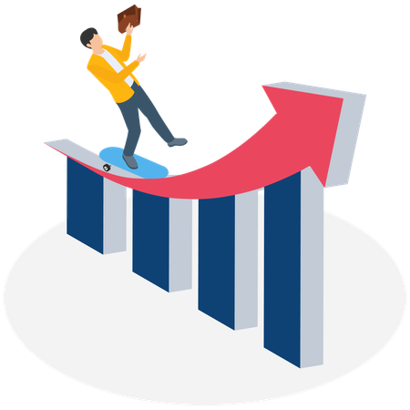 Businessman surfing on business trend  Illustration