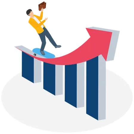 Businessman surfing on business trend  Illustration