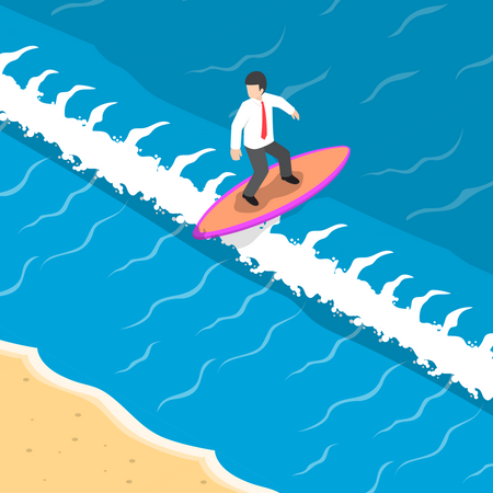 Businessman surfing the wave Illustration