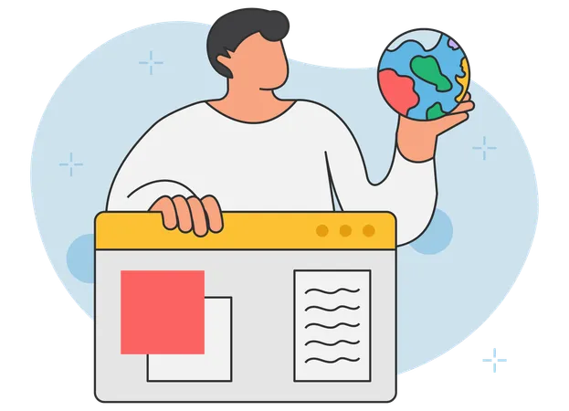 Businessman surfing web browser  Illustration