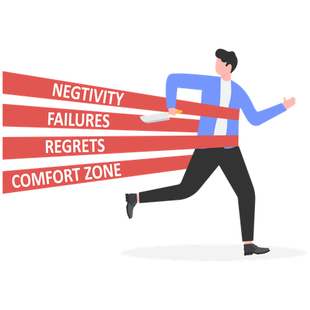 Businessman surrounded with negative thoughts  Illustration
