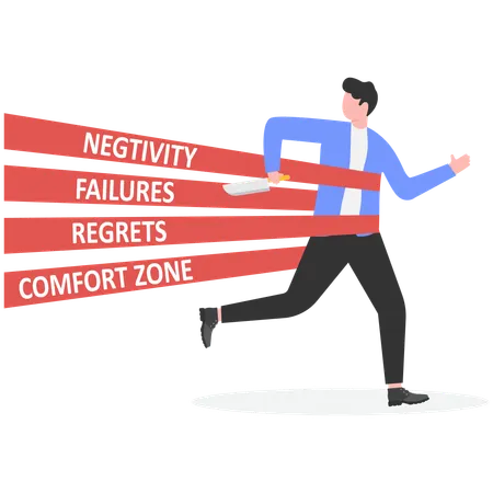 Businessman surrounded with negative thoughts  Illustration