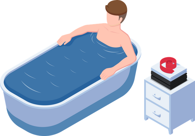 Businessman take bath and relaxing in the bathtub Illustration