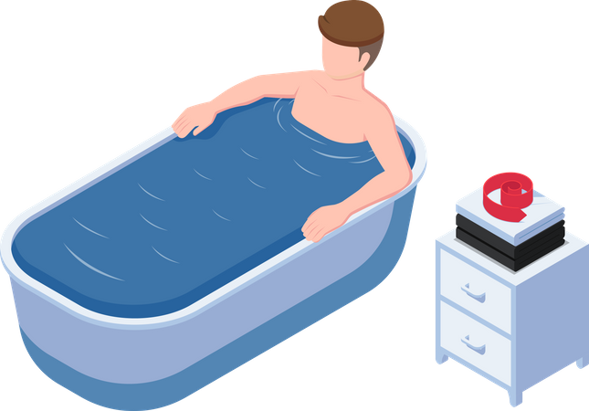 Businessman take bath and relaxing in the bathtub  Illustration