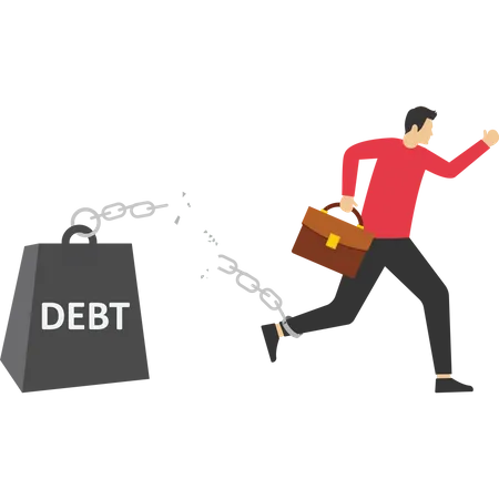 Businessman Take Huge Debt Out Of Their Lives Vector Illustration In Flat Style Illustration