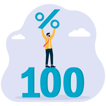 Businessman takes 100 percent leap  Illustration