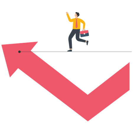 Businessman takes a shortcut to reach highest point the arrow  Illustration