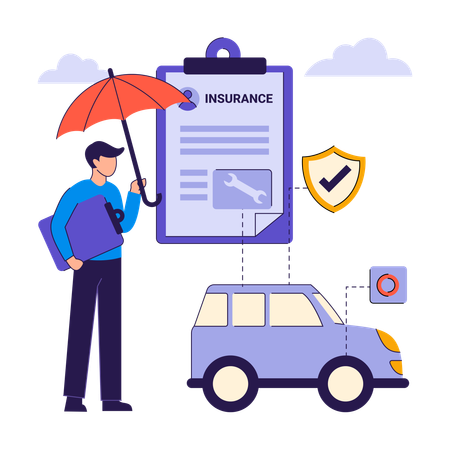 Businessman takes car insurance  Illustration