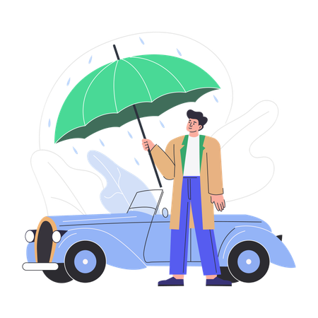 Businessman takes car insurance  Illustration