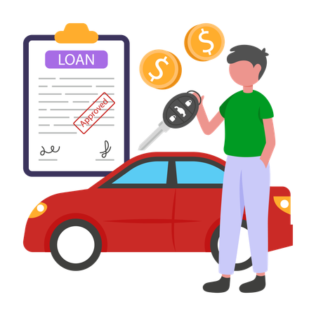Businessman takes car loan from Car Finance  Illustration
