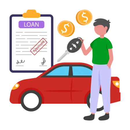Businessman takes car loan from Car Finance  Illustration