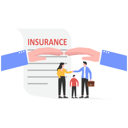 Businessman takes family insurance  Illustration