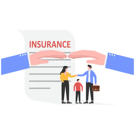 Businessman takes family insurance  Illustration