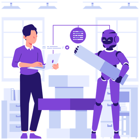 Businessman takes help from AI  Illustration