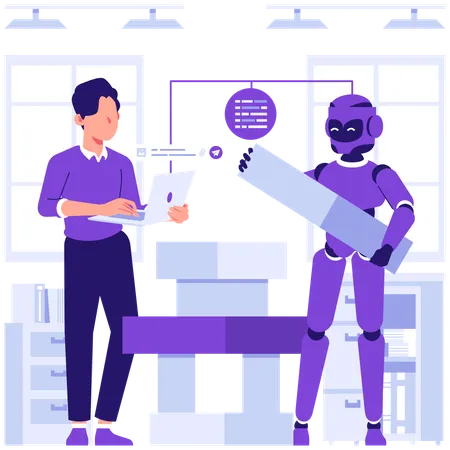 Businessman takes help from AI  Illustration