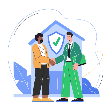 Businessman takes home insurance  Illustration
