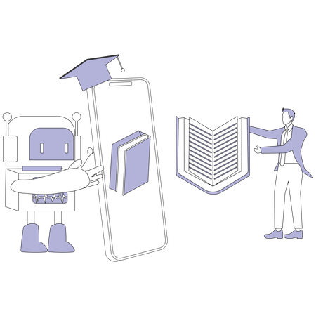 Businessman taking ai education  Illustration