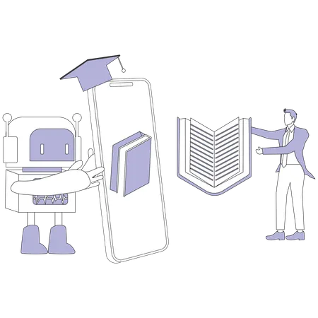 Businessman taking ai education  Illustration