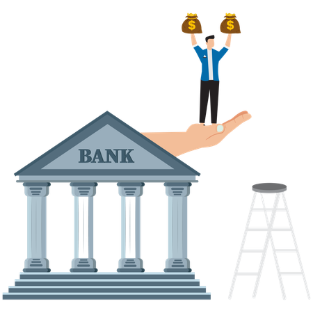 Businessman taking bank loan  Illustration