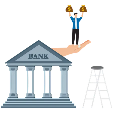 Businessman taking bank loan  Illustration