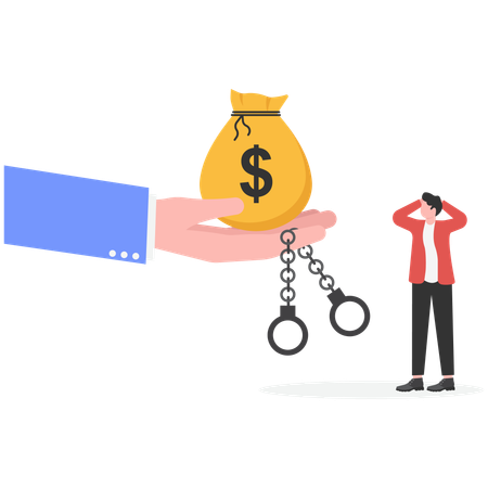 Businessman taking bribe money  Illustration