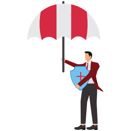 Businessman taking business insurance  Illustration