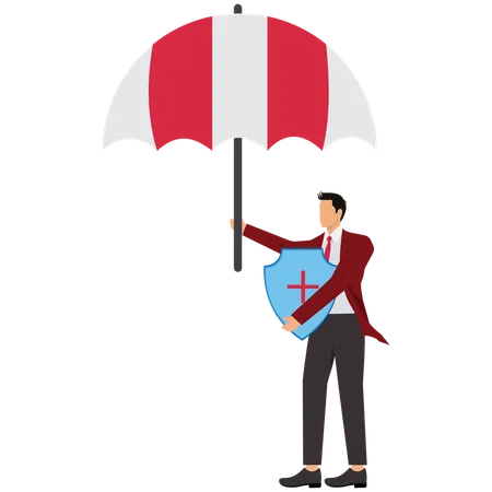 Businessman taking business insurance  Illustration