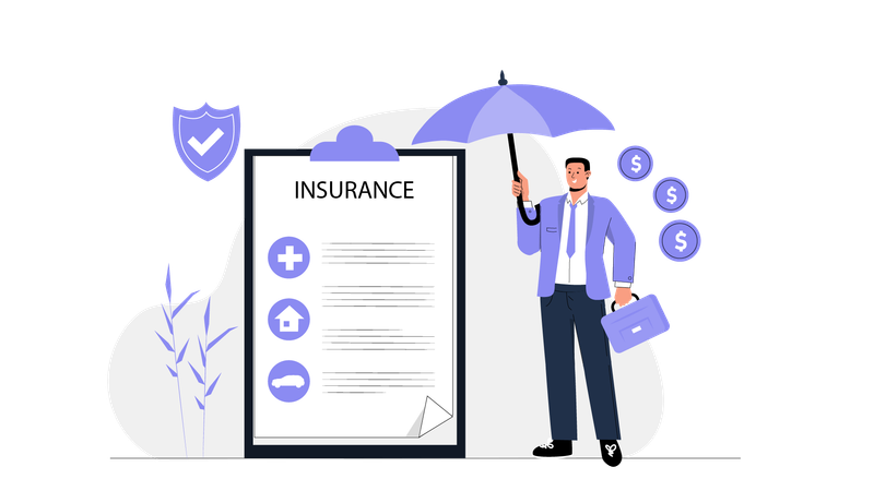 Businessman taking business insurance  Illustration