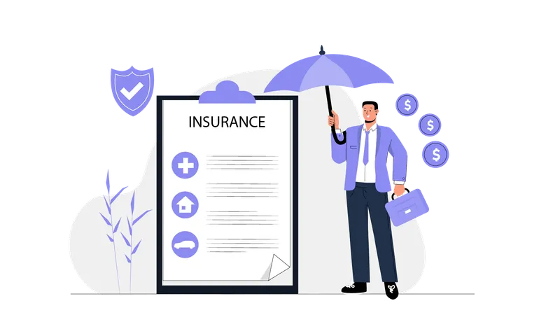 Businessman taking business insurance  Illustration