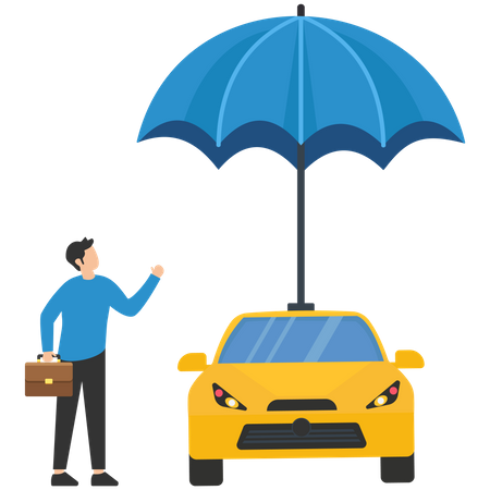 Businessman taking car insurance  Illustration