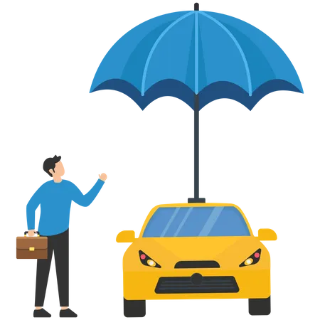 Businessman taking car insurance  Illustration
