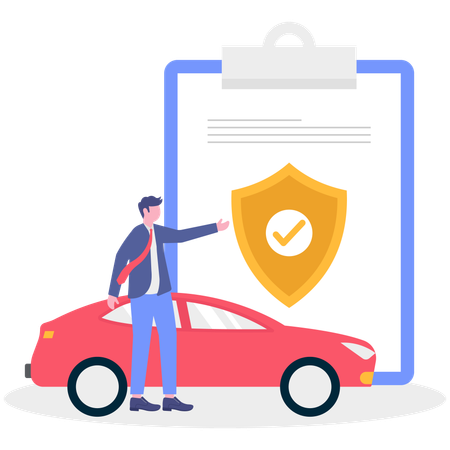 Businessman taking car insurance  Illustration